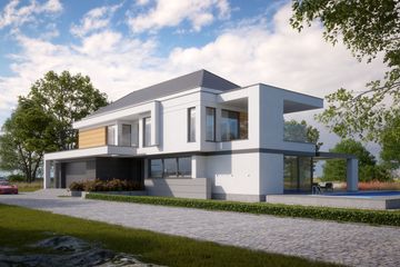 Projekt domu LK&1434 - z pełnym piętrem dom o powierzchni 341,57 m², dach kopertowy - ujęcie 3