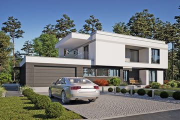 Projekt domu LK&1429 - z pełnym piętrem dom o powierzchni 224,24 m², dach płaski - ujęcie 2