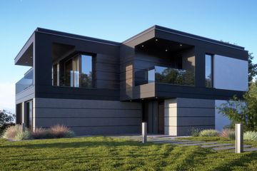 Projekt domu LK&1418 - z pełnym piętrem dom o powierzchni 279,04 m², dach kopertowy, koszt budowy 860 000 zł - ujęcie frontu