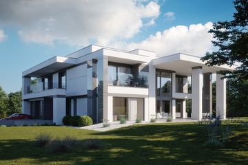 Projekt domu LK&1415 - z pełnym piętrem dom o powierzchni 350,15 m², dach płaski - ujęcie 2