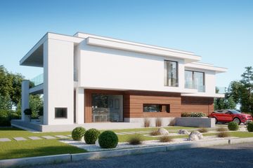 Projekt domu LK&1408 - z pełnym piętrem dom o powierzchni 284,27 m², dach płaski - ujęcie 2
