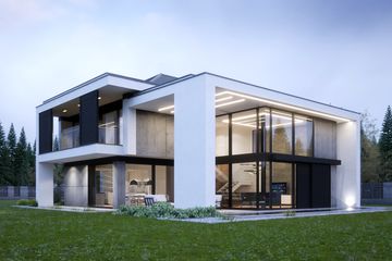 Projekt domu LK&1402 - z pełnym piętrem dom o powierzchni 223,20 m², dach kopertowy, koszt budowy 672 000 zł - ujęcie frontu