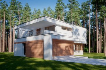 Projekt domu LK&1401 - z pełnym piętrem dom o powierzchni 215,62 m², dach płaski - ujęcie 2