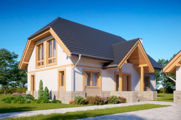 Projekt domu LK&1392 - parterowy z poddaszem dom o powierzchni 168,85 m², dach naczółkowy - ujęcie 2