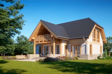 Projekt domu LK&1392 - parterowy z poddaszem dom o powierzchni 168,85 m², dach naczółkowy - ujęcie 3