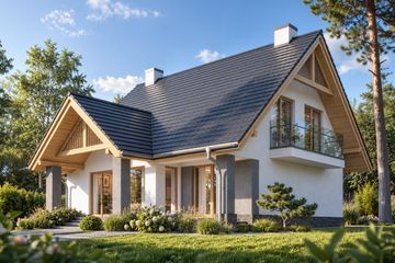Projekt domu LK&1390 - parterowy z poddaszem dom o powierzchni 129,15 m², dach dwuspadowy, koszt budowy 355 000 zł - ujęcie frontu