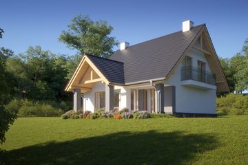 Projekt domu LK&1390 - parterowy z poddaszem dom o powierzchni 129,15 m², dach dwuspadowy - ujęcie 2
