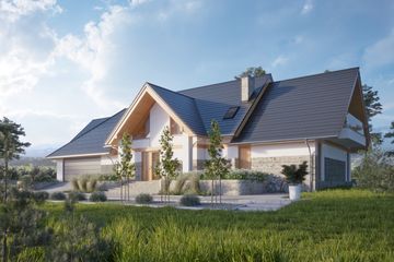 Projekt domu LK&1367 - parterowy z poddaszem dom o powierzchni 280,84 m², dach dwuspadowy - ujęcie 2