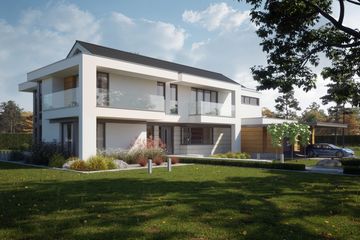 Projekt domu LK&1358 - z pełnym piętrem dom o powierzchni 268,51 m², dach dwuspadowy, koszt budowy 811 000 zł - ujęcie frontu