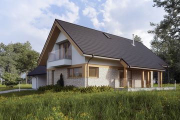 Projekt domu LK&1351 - parterowy z poddaszem dom o powierzchni 158,05 m², dach dwuspadowy - ujęcie 3