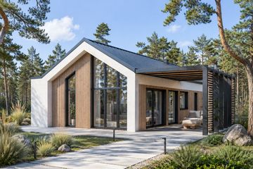 Projekt domu Stodoła parterowa - parterowy dom o powierzchni 79,30 m², dach dwuspadowy - ujęcie frontu