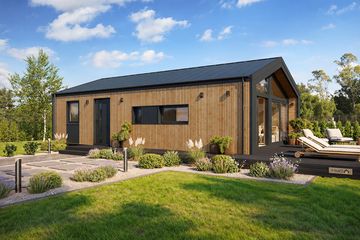 Projekt domu MG 2 wariant 15 B drewniany - parterowy dom o powierzchni 80,36 m², dach dwuspadowy - ujęcie frontu