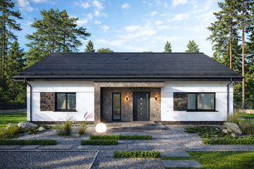 Projekt domu Luna - parterowy dom o powierzchni 130,51 m², dach dwuspadowy - ujęcie 2