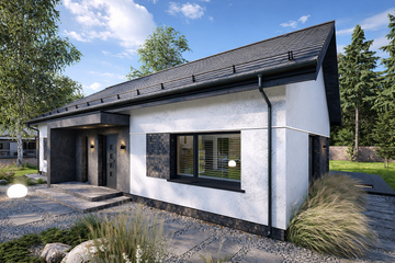 Projekt domu Luna - parterowy dom o powierzchni 130,51 m², dach dwuspadowy - ujęcie 3