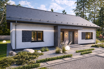 Projekt domu Luna - parterowy dom o powierzchni 130,51 m², dach dwuspadowy - ujęcie 4