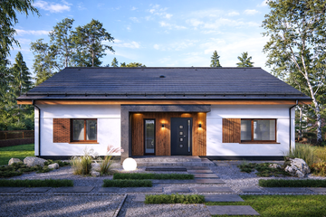Projekt domu Luna - parterowy dom o powierzchni 130,51 m², dach dwuspadowy - ujęcie 6