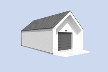 Projekt budynku gospodarczego G365 budynek gospodarczy - parterowy dom o powierzchni 35,27 m², dach dwuspadowy - ujęcie 2