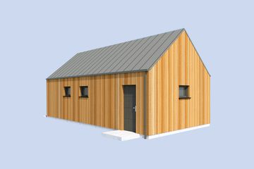 Projekt garażu G365A garaż jednostanowiskowy z pomieszczeniem gospodarczym - parterowy dom o powierzchni 35,27 m², dach dwuspadowy - ujęcie 4