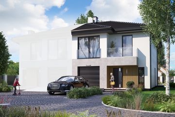 Projekt domu Ka123 war.1 S - z pełnym piętrem dom o powierzchni 126,98 m², dach kopertowy - ujęcie frontu