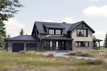 Projekt domu FarmHouse One plus - parterowy z poddaszem dom o powierzchni 216,16 m², dach dwuspadowy, koszt budowy 653 000 zł - ujęcie frontu