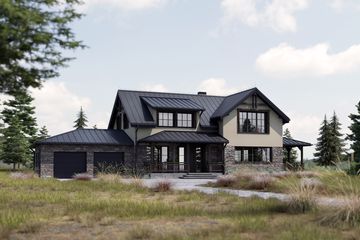 Projekt domu FarmHouse One plus - parterowy z poddaszem dom o powierzchni 216,16 m², dach dwuspadowy, koszt budowy 653 000 zł - ujęcie frontu