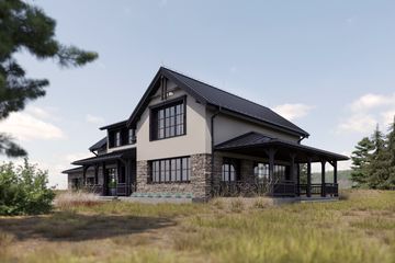 Projekt domu FarmHouse One plus - parterowy z poddaszem dom o powierzchni 216,16 m², dach dwuspadowy - ujęcie 2