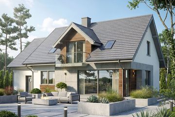 Projekt domu Krajobrazy 145 - parterowy z poddaszem dom o powierzchni 157,05 m², dach dwuspadowy - ujęcie 2