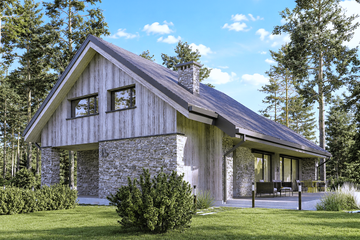 Projekt domu Nanna - parterowy z poddaszem dom o powierzchni 162,38 m², dach dwuspadowy, koszt budowy 422 000 zł - ujęcie frontu