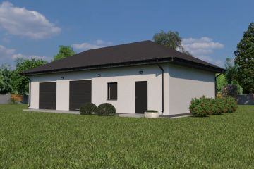 Projekt garażu Planujdom GŻ64 - parterowy dom o powierzchni 104,76 m², dach kopertowy, koszt budowy 230 472 zł - ujęcie frontu