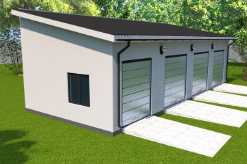 Projekt budynku gospodarczego Planujdom G01 - parterowy dom o powierzchni 95,35 m², dach jednospadowy, koszt budowy 219 305 zł - ujęcie frontu