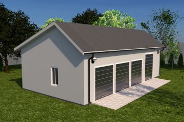 Projekt budynku gospodarczego Planujdom G03 - parterowy dom o powierzchni 96,46 m², dach dwuspadowy, koszt budowy 221 858 zł - ujęcie frontu