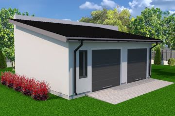 Projekt budynku gospodarczego Planujdom G05 - parterowy dom o powierzchni 59,10 m², dach jednospadowy, koszt budowy 141 840 zł - ujęcie frontu