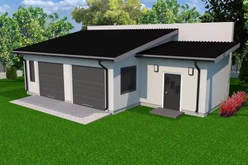 Projekt budynku gospodarczego Planujdom G05 - parterowy dom o powierzchni 59,10 m², dach jednospadowy - ujęcie 4