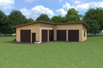 Projekt budynku gospodarczego Planujdom G10 - parterowy dom o powierzchni 120,97 m², dach jednospadowy, koszt budowy 260 085 zł - ujęcie frontu