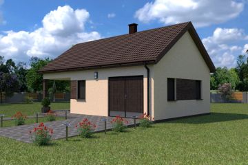 Projekt budynku gospodarczego Planujdom G52 - parterowy dom o powierzchni 56,50 m², dach dwuspadowy - ujęcie 2