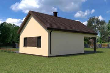 Projekt budynku gospodarczego Planujdom G52 - parterowy dom o powierzchni 56,50 m², dach dwuspadowy - ujęcie 3