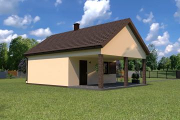 Projekt budynku gospodarczego Planujdom G52 - parterowy dom o powierzchni 56,50 m², dach dwuspadowy - ujęcie 4