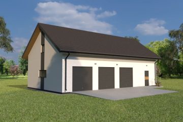 Projekt budynku gospodarczego Planujdom G53 - parterowy dom o powierzchni 115,88 m², dach dwuspadowy, koszt budowy 254 936 zł - ujęcie frontu