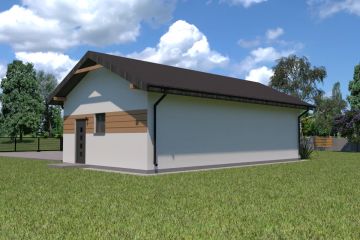 Projekt budynku gospodarczego Planujdom G56 - parterowy dom o powierzchni 65,88 m², dach dwuspadowy - ujęcie 3