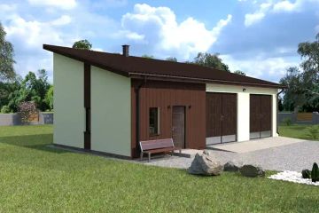 Projekt budynku gospodarczego Planujdom GŻ24 - parterowy dom o powierzchni 71,99 m², dach jednospadowy - ujęcie 2