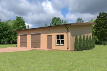Projekt budynku gospodarczego Planujdom GŻ57 - parterowy dom o powierzchni 73,92 m², dach płaski - ujęcie 2