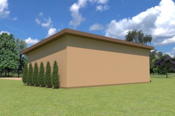 Projekt budynku gospodarczego Planujdom GŻ57 - parterowy dom o powierzchni 73,92 m², dach płaski - ujęcie 3