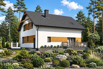 Projekt domu Planujdom 001 - parterowy z poddaszem dom o powierzchni 168,50 m², dach dwuspadowy - ujęcie 3