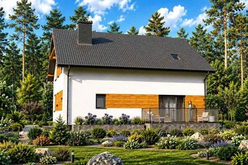 Projekt domu Planujdom 001 - parterowy z poddaszem dom o powierzchni 168,50 m², dach dwuspadowy - ujęcie 4