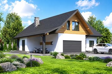 Projekt domu Planujdom 005 - parterowy z poddaszem dom o powierzchni 256,93 m², dach wielospadowy - ujęcie 2
