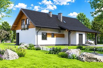 Projekt domu Planujdom 005 - parterowy z poddaszem dom o powierzchni 256,93 m², dach wielospadowy - ujęcie 5