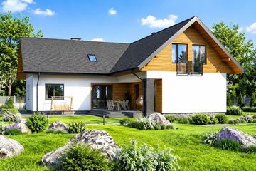 Projekt domu Planujdom 005 - parterowy z poddaszem dom o powierzchni 256,93 m², dach wielospadowy - ujęcie 6