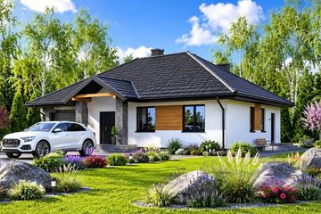 Projekt domu Planujdom 010 - parterowy dom o powierzchni 118,90 m², dach kopertowy - ujęcie 2