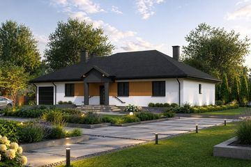 Projekt domu Planujdom 011 - parterowy dom o powierzchni 147,40 m², dach kopertowy - ujęcie 2