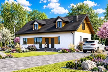 Projekt domu Planujdom 016 - parterowy dom o powierzchni 60,05 m², dach dwuspadowy - ujęcie 2